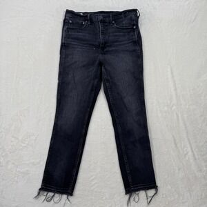 Gap Jeans Womens 31 12R Black Vintage Slim High Rise Raw Frayed Hem Denim